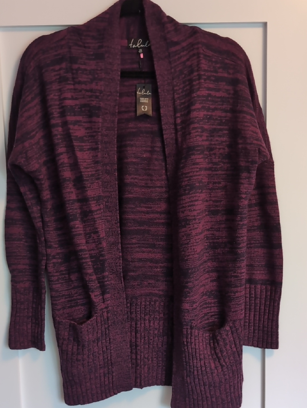 Tahari Marled Plum Open-Front Cardigan Size XS